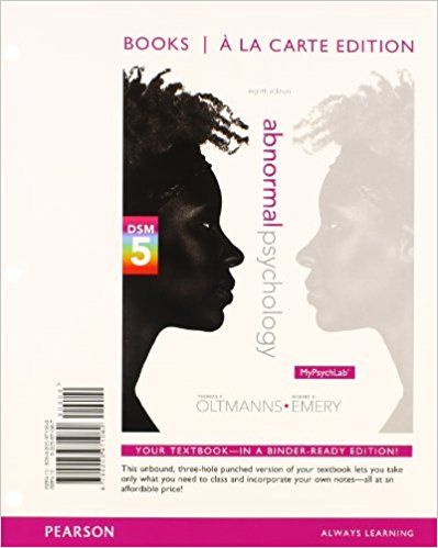 Test Bank for Abnormal Psychology 8th Edition Oltmanns